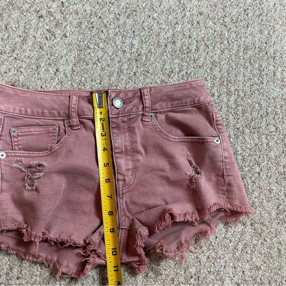 American Eagle Stretch High Rise Shortie Women’s 4 Cutoff Distressed Denim - Picture 8 of 11